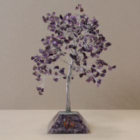 Arbre à Pierres Précieuses avec Base en Orgonite - 320 Pierres - Améthyste