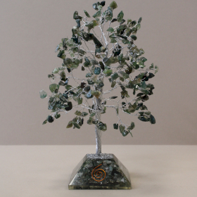 Arbre à Pierres Précieuses avec Base en Orgonite - 320 Pierres - Agate mousse