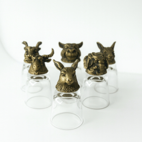 6x Verres à shot (50 ml) – Créatures Mystiques – Bronze Antique