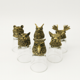 6x Verres à shot (50 ml) – Créatures de la Forêt Sauvage – Bronze Antique