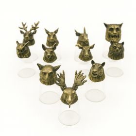 12x Verres à shot (25 ml) – Forêt & Créatures Mystiques – Bronze Antique