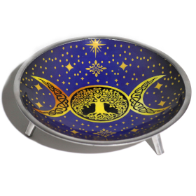Assiette d\'offrande émaillée à trois pieds – Triple Lune Violette