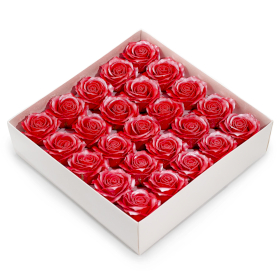 25x Fleur de Savon - Rose Décorative - Bord Soie - Rubis Givré