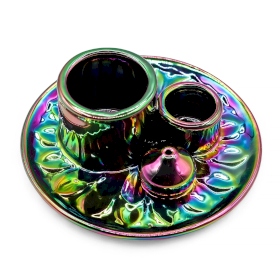 Support Palo Santo & Fumigation – Mandala Arc-en-ciel Métallique