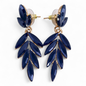 Boucles d’Oreilles Goutte Longue – Bleu Royal en Verre