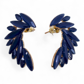 Boucles d’Oreilles Ailes d’Ange – Bleu Royal en Verre