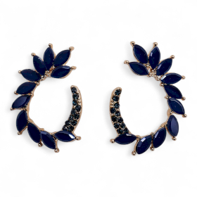 Boucles d’Oreilles Anneaux – Bleu Royal en Verre