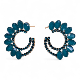 Boucles d’Oreilles Anneaux – Vert Sarcelle en Verre