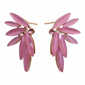 Boucles d’Oreilles Fées – Quartz Rose en Verre