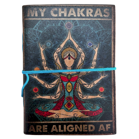 Carnet cuir imprimé (18x13 cm) – Chakras alignés AF – 200 pages unies