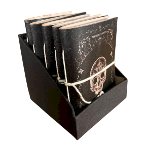 5x Carnets rituels sorcière cuir assortis (15x11,5 cm) – Présentoir