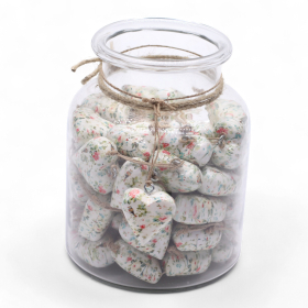 50x Grands cœurs en bois – Printemps fleuri  (50) – en bocal