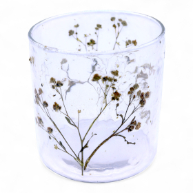 4x Porte-bougie droit en verre floral – Marguerite – 8x8 cm