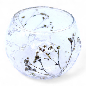4x Porte-bougie bol en verre floral – Marguerite – 8x10 cm