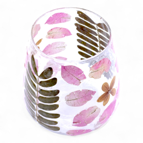 4x Porte-bougie vase en verre floral – Printemps – 12x11 cm