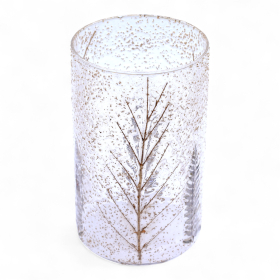 Grand porte-bougie vase en verre floral – Pin – 19x11 cm