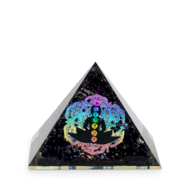 Petite pyramide orgonite 5,5x4,5 cm – Chakra Bouddha – Tourmaline noire