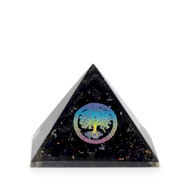 Petite pyramide orgonite 5,5x4,5 cm – Arbre de vie – Tourmaline noire