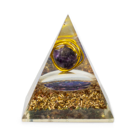 Pyramide orgonite moyenne 7x6 cm – Améthyste enroulée – Cuivre