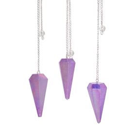 Pendule à Six Faces – Cristal d’Aurore Violet – 4 cm