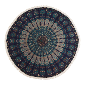 Petite tenture ronde mandala (130 cm) – Paon Bleu