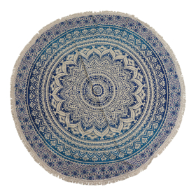 Petite tenture ronde mandala (130 cm) – Bleu Classique