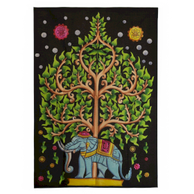 Tenture en coton (70x110 cm) – Éléphant & Arbre de Vie