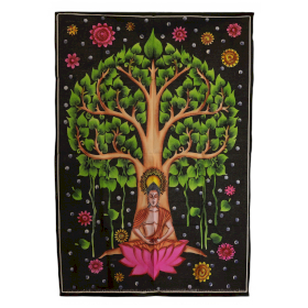 Tenture en coton (70x110 cm) – Bouddha & Arbre de Bodhi