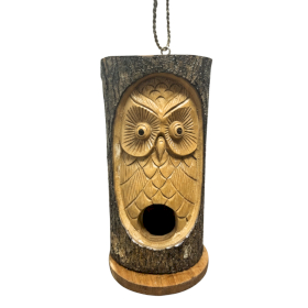Tronc d’arbre visage - Nichoir - Hibou sage