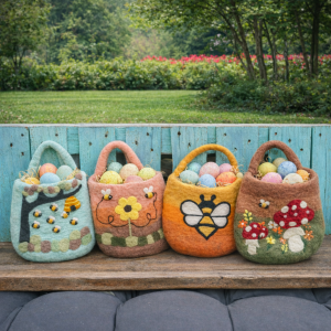 Panier pour pâques en Feutre Artisanaux du Népal 