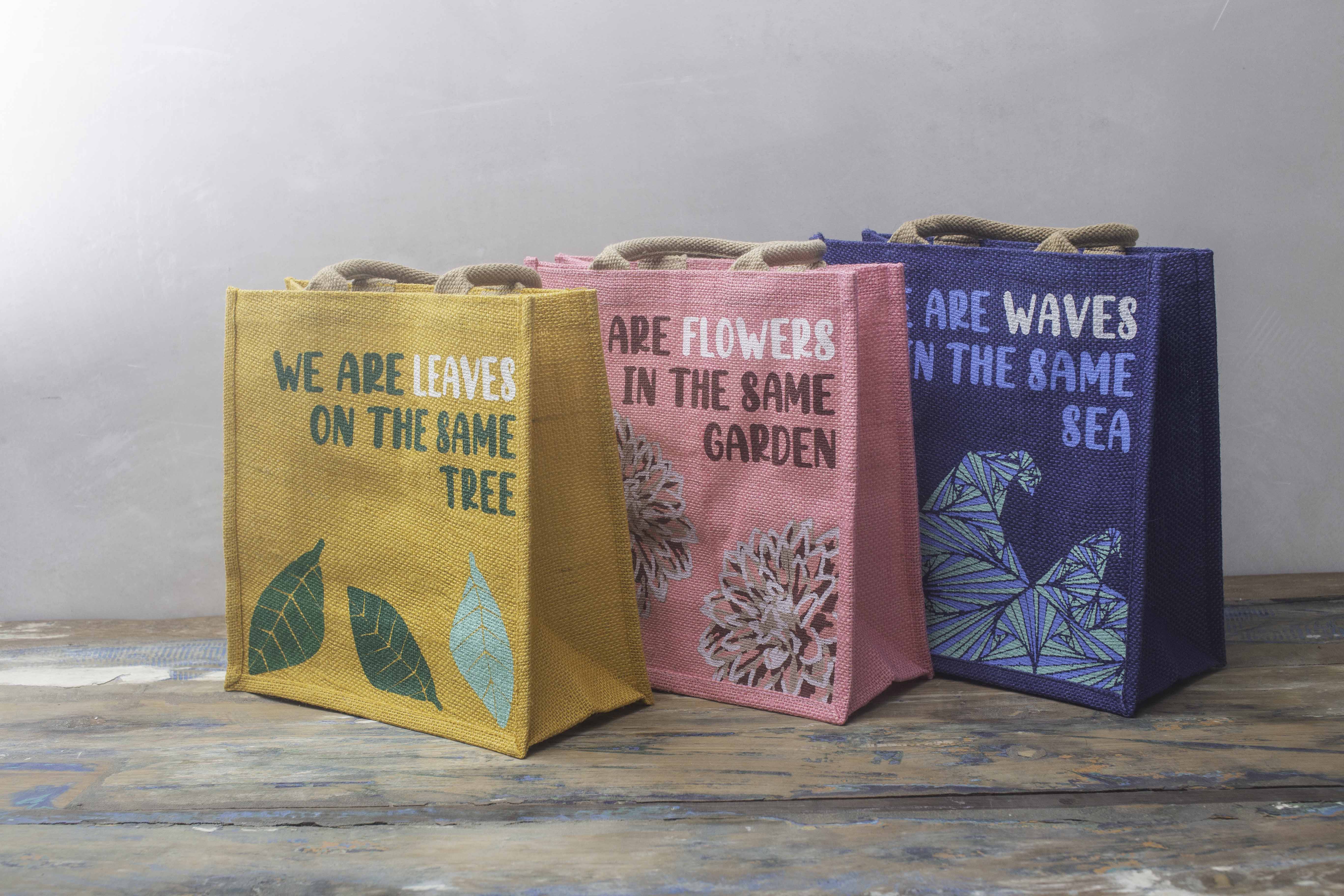 Set de sacs en jute imprimé de vente en gros