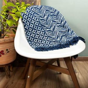 Gamme grossiste de plaid indigo en coton indien