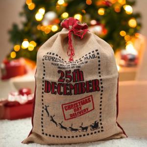 Distributeur Sacs en jute de Noël