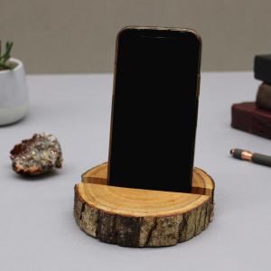 Support pour téléphone en bois naturel