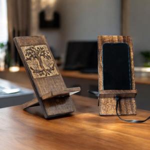 Fournisseur Support pour téléphone en bois naturel