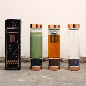 Fournisseur Bouteille infuseur à thé en verre avec gemmes