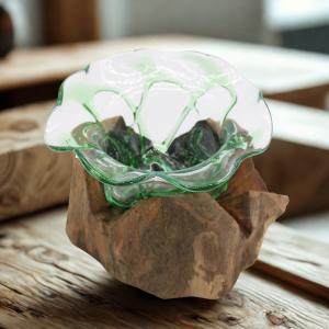 Verre recyclé souffé sur bois de vente grossiste sur AW Artisan France