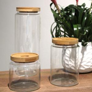 Bocaux en Verre avec Couvercle en Bambou 