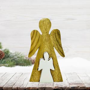 Vente en gros décoration bois naturelle - anges en bois 