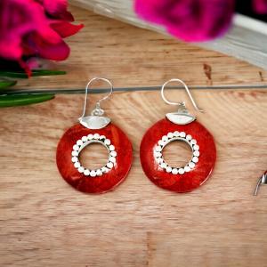 Boucle d'oreille imitation Corail - AW Artisan France