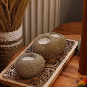 Bougies en Pierre de Rivière Naturelle